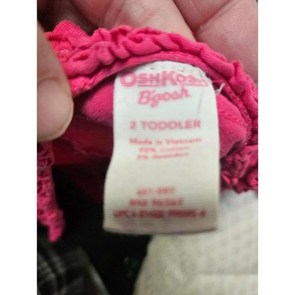 90s OshKosh Bgosh Girls Pink Ruffle Tiered Long Sleeve Knit Dress Toddler 2T